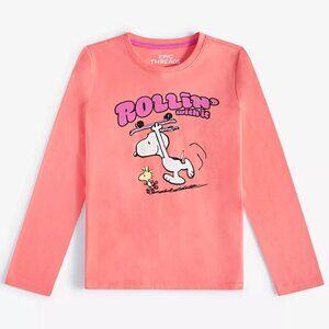 Snoopy & Woodstock Epic Threads Girls Rollin' With It Long-Sleeve Shirt Size XS